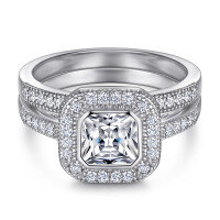 wholesale S925 silver square zircon ring, cross-border style, tarnish-resistant women's diamond ring set-TL-311>US size 8#