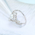 wholesale 925 sterling silver white gold plated classic hollow-out leaf freshwater pearl zircon ring women, lightweight luxury European and American style wholesale-0-2