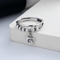wholesale S925 Sterling Silver Retro Geometric Star Pendant Ring Ins Korean Japanese Style Fashion Index Finger Ring for Women-0-1