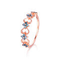 wholesale 18K Rose Gold New Literary Retro Genuine Sapphire Ring for Women, Fashionable 9K Gold Inlaid Blue Zircon Hand Jewelry-0-0