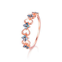 wholesale 18K Rose Gold New Literary Retro Genuine Sapphire Ring for Women, Fashionable 9K Gold Inlaid Blue Zircon Hand Jewelry-9K White Gold-Blue Spinel 13#