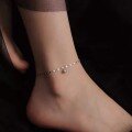 wholesale S925 Sterling Silver Minimalist Wave-Pattern Ankle Bracelet for Women, Understated Luxury with Small Round Bead Design, Light Reflection Bead Ankle Jewelry S415-0-3