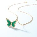 wholesale Fashion minimalist butterfly malachite S925 silver gold-plated necklace for women, small fresh silver jewelry manufacturer wholesale-0-4