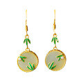 wholesale 925 Silver New Chinese Style Retro National Wind Earrings with Certificate, Hetian Jade Earrings, Long Bamboo Leaf Drip Glue Enamel Earrings-0-4