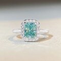 wholesale Platinum 2-carat Radiant Cut Moissanite Ring Paraiba Mint Green Square Prong Setting-0-4