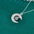 S925 Silver Cross-Border Dream-Weaving Moon Necklace with Moissanite Pendant-0-1
