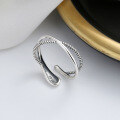 wholesale S925 Sterling Silver Irregular Geometric Woven Line Open Ring Simple Fashion Korean Style Minimalist Ring-0-0