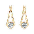 Sterling Silver Double-Layer Earrings with Moissanite, Minimalist Design for Women-0-3