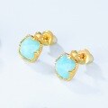 wholesale S925 Sterling Silver Japanese and Korean New Light Luxury Style Simple Amazonite Earrings Double Wear Long Drop Fringe Peridot Earrings for Women-0-3