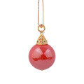wholesale 925 Sterling Silver Gold-Plated with High-Content Red Cinnabar Bead Pendant King's Sand Charm Necklace for Women-0-4