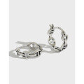 wholesale S925 Sterling Silver AE1266 Korean-style Minimalist Retro Chain Ear Clasp, Unique Niche Silver Earrings-0-0