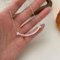 wholesale S925 Sterling Silver Smile Texture Necklace for Women, Korean Minimalist Sweet Niche High-End Luxury Collarbone Chain-0-2