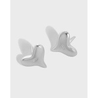 wholesale S925 sterling silver 589 Korean version ins original niche design temperament versatile geometric heart-shaped textured earrings for women-18K gold [with sterling silver ear plugs]  925 silver