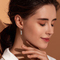 wholesale 18K Gold Plated 925 Sterling Silver Fashion Moissanite Earrings, Elegant Three-Stone Bubble Ear Drop, Cross-Border Wholesale Moissanite Earrings-0-3