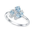 wholesale S925 Sterling Silver Small Fresh Natural Topaz Ring Gemstone Ring Fairy Style Gold Color Women's Ring-0-2