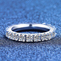 S925 Sterling Silver Full Pavé Moissanite Unisex Diamond Band Ring-0-0