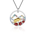 wholesale S925 Silver Designer High-End Animal Element Pendant Natural Style Design with Natural Garnet Necklace Pendant-0-0
