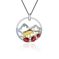 wholesale S925 Silver Designer High-End Animal Element Pendant Natural Style Design with Natural Garnet Necklace Pendant-Natural garnet pendant (with silver chain)