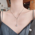 wholesale S925 Sterling Silver Splice Chain 3D Heart Tassel Necklace Minimalist Versatile Design Collarbone Chain for Women-0-0