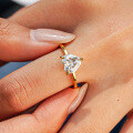 18K Gold Plated S925 Silver Moissanite Classic Heart Ring-0-2