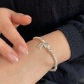 wholesale S925 Sterling Silver Small Cat Eating Fish Bracelet, Niche Commuting Minimalist Versatile Hand String Jewelry for Women, Xiaohongshu Same Style-0-1