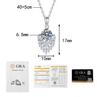S925 Sterling Silver Moissanite Cross-Border Necklace with 1-Carat Super Sparkling Waterdrop Pendant-1 carat moissanite  925 silver