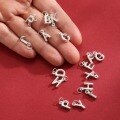 wholesale Metal 999 Sterling Silver, Pendant Letter Necklace for Men and Women, Separate Pendant Without Chain, Silver Jewelry DIY Bracelet Accessory-0-3