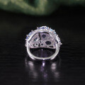 wholesale S925 silver inlaid with rare design natural topaz crystal and colored gemstone ring, luxurious-0-1