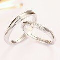 wholesale 925 Sterling Silver Möbius Couple Rings, Men and Women Matching Set, Minimalist Open-End Design, a Pair for Valentine's Day Gift-0-5