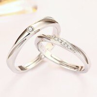 wholesale 925 Sterling Silver Möbius Couple Rings, Men and Women Matching Set, Minimalist Open-End Design, a Pair for Valentine's Day Gift-S925 sterling silver Open ended women's ring