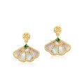 wholesale Original design new Chinese style jade fan earrings, S925 sterling silver inlaid with white shell, national trend style, manufacturer wholesale-0-4