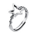 wholesale S925 Sterling Silver Korean-style Hollow Five-point Star Personalized Patch Trendy Minimalist Ins-inspired Open Ring-0-4