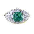 wholesale S925 Silver New Simulated Emerald 7*7mm Sugar Loaf Ring for Women, Daily Fashion Wealthy Style-0-4