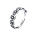 wholesale S925 sterling silver vintage distressed daisy sunflower ring Korean-style minimalist versatile women's index finger ring-0-4