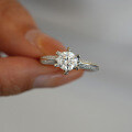 S925 Silver D Color Moissanite Women's Simulation Ring, 1 Carat Adjustable Opening-0-2