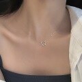 wholesale S925 silver advanced diamond-inlaid hollow butterfly necklace for women, small and niche minimalist style, internet-famous collarbone chain D9189-0-0