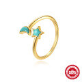 wholesale S925 Sterling Silver Star Moon Turquoise Necklace Bracelet Ring Earring Set-0-7