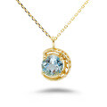 wholesale 9k Gold Fresh and Sweet Light Luxury Advanced Set with Aquamarine Moon Pendant Necklace-0-4