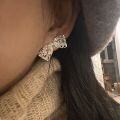 wholesale S925 Sterling Silver Lewis Lace Bow Earrings Exquisite Hollow-Out Texture Sweet Girly Earrings-0-2