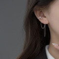 wholesale S925 Sterling Silver Earring for Women Korean Version Small Fresh and Sweet Diamond-Encrusted Heart ECG Pattern Temperament Ear Accessories G7577-0-0