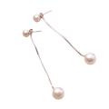 wholesale Metal: S925 Sterling Silver Earrings for Women, Korean Style Freshwater Pearl Bead Synthetic Pearl Long Drop Earrings with a Girly Heart Design E0929-0-4