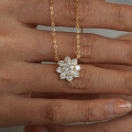 14K Gold Plated 925 Sterling Silver Moissanite Sunflower Pendant Necklace-0-2