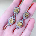 wholesale Metal: 925 Silver, ZHUOZHIFAN Jewelry New 7*7mm Yellow Diamond Earrings Full Diamond Stud Earrings WomenWish-0-3