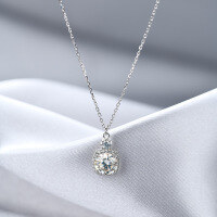 wholesale S925 Sterling Silver Moissanite Diamond Necklace for Women, Minimalist Pendant Collarbone Chain, Unique Design Birthday Gift for Girlfriend-8.0mm Moissanite Necklace>925 Silver