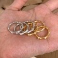 wholesale 18K Gold Plated S925 Sterling Silver Vintage Style Retro Brushed Bamboo Ring with Luxury Satin Finish and Inlaid Diamonds-0-4