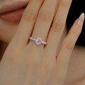wholesale S925 Silver Women's Wedding Style Pink Oval Solitaire Design French Elegant Round Ring-0-1