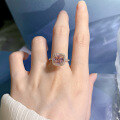wholesale 925 Sterling Silver 5ct Morganite Pink Square 9*9 High Carbon Diamond Ring for Women, European and American New Style, High-end Feel-0-3