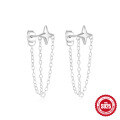 wholesale S925 Sterling Silver Classic Four-Pointed Cross Meteor Tassel Ear Chain Earrings-0-4