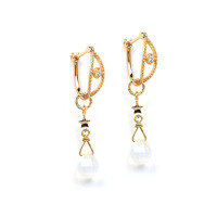 wholesale Metal material first, small wholesale aget* fashion Korean and Japanese white chalcedony star pendant zircon high-end earrings source manufacturer-White Chalcedony Earrings