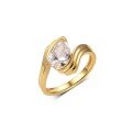 wholesale 925 Silver Gold Moissanite Ring with Waterdrop Main Stone and Wavy Curved Design, Popular Style for Women-0-4